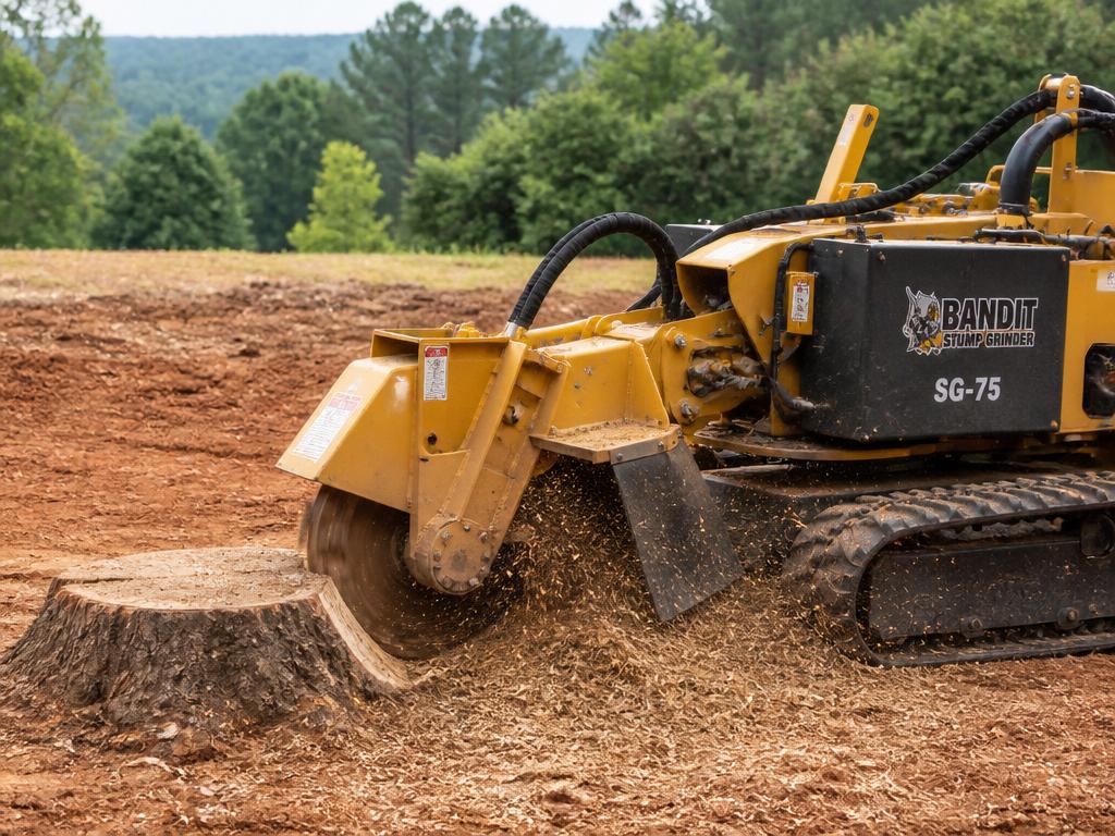 Stump grinder removing a tree stump